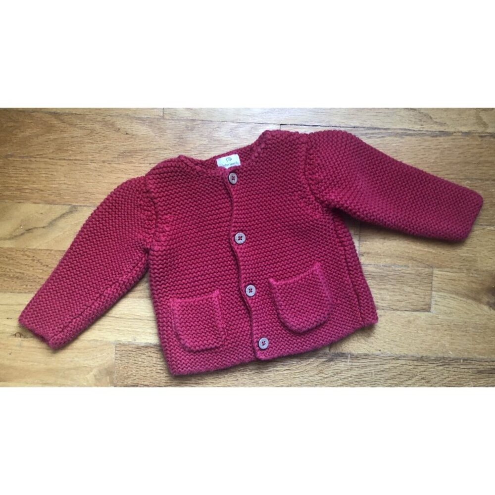 John Lewis 6-9M Red Cardigan Sweater With Pockets